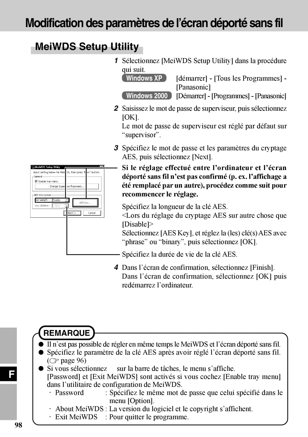 Panasonic CF-VDW07BH specifications Remarque 