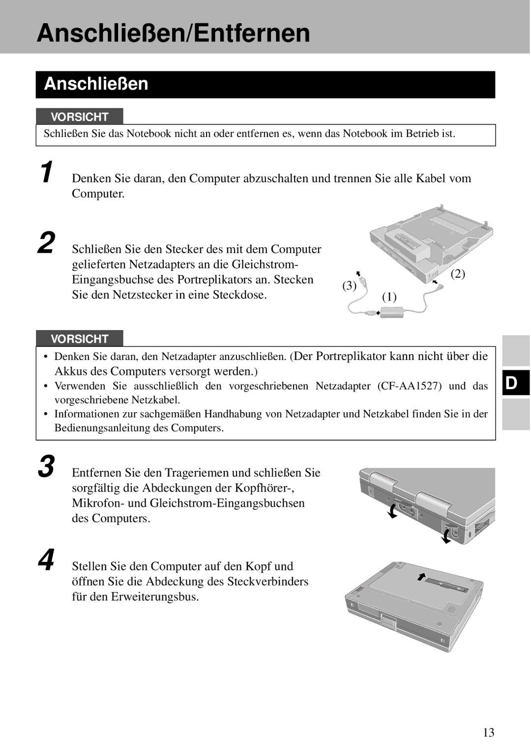 Panasonic CF-VEB343 specifications Anschließen/Entfernen 