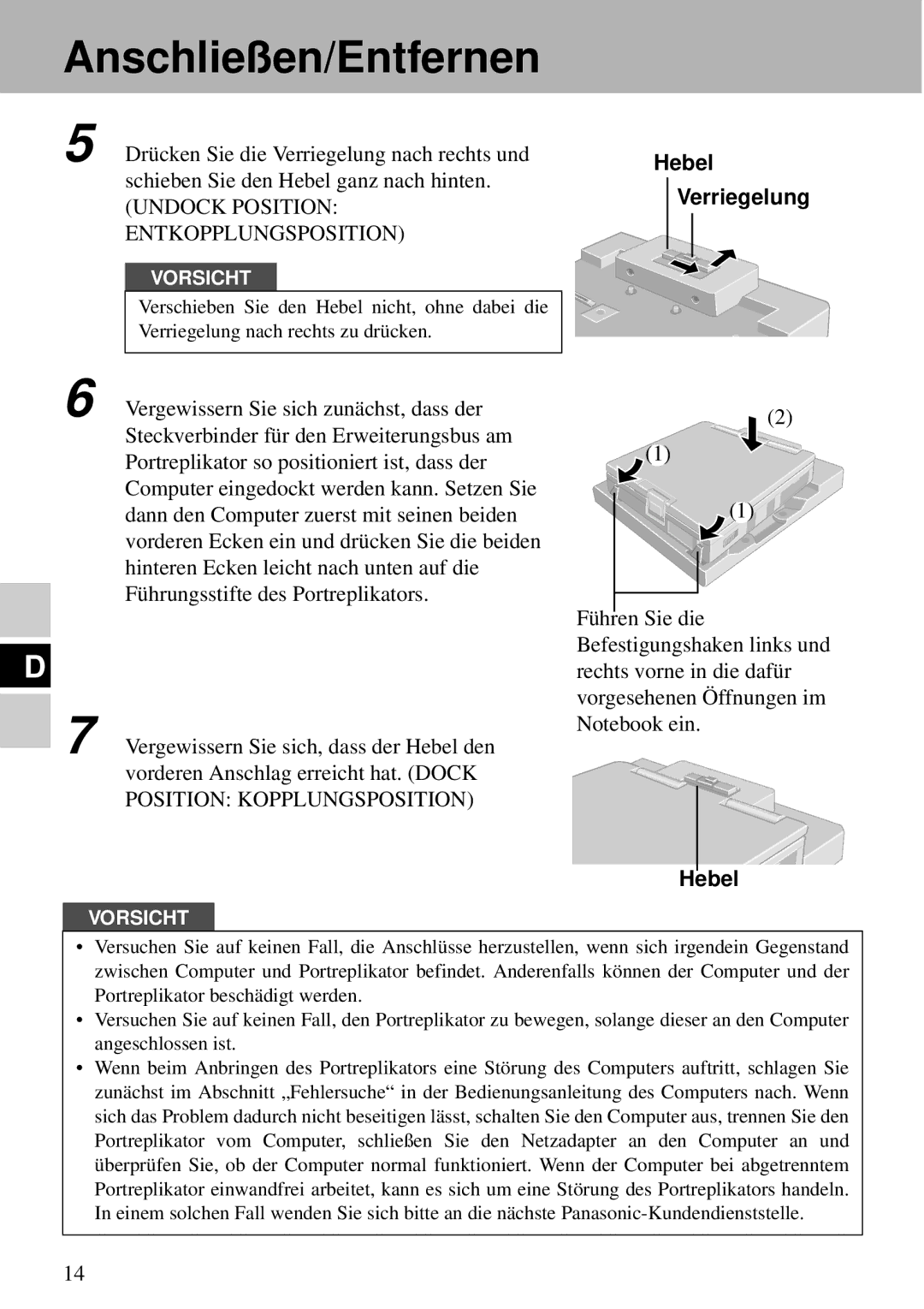 Panasonic CF-VEB343 specifications Undock Position 