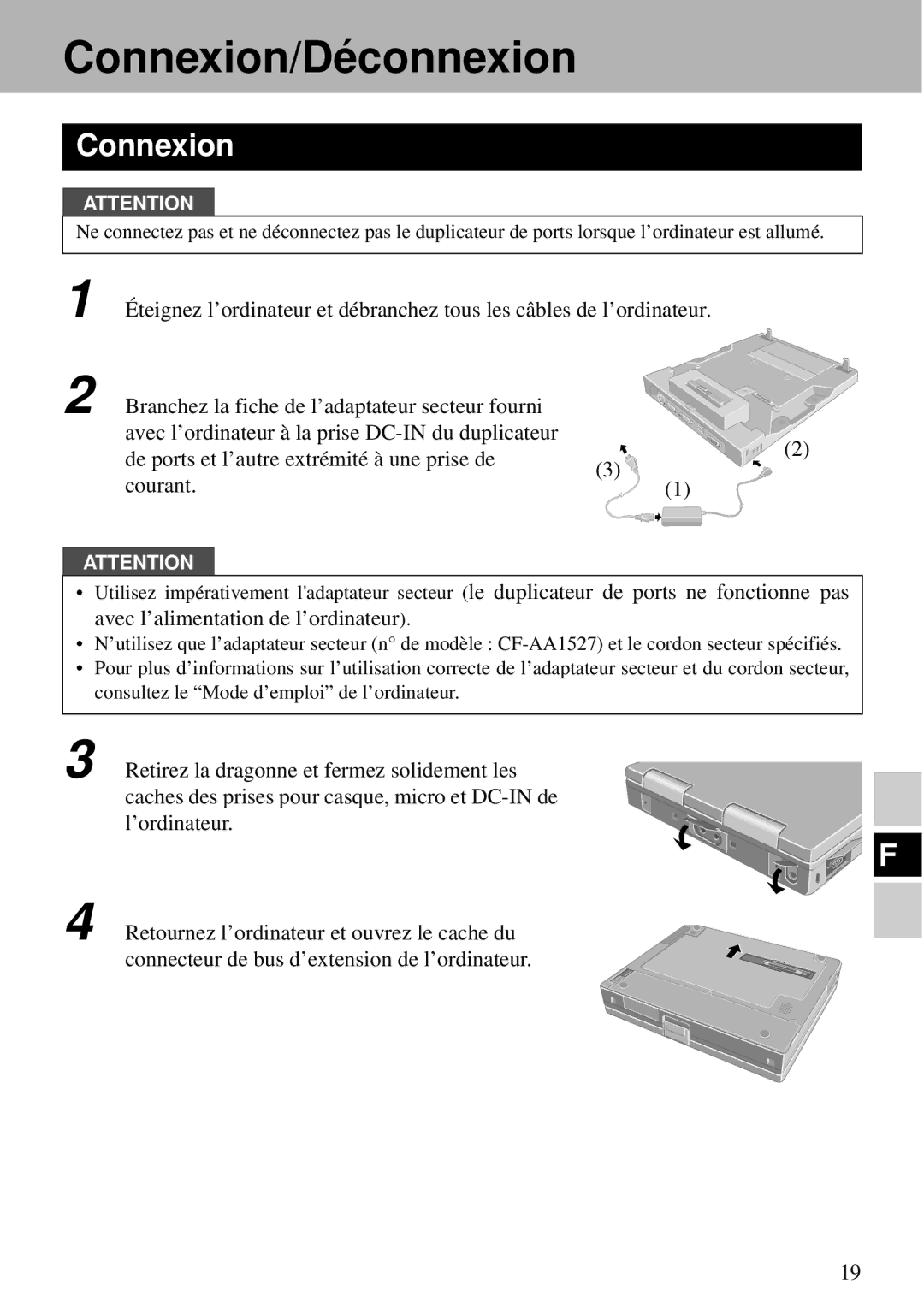 Panasonic CF-VEB343 specifications Connexion/Dé connexion 