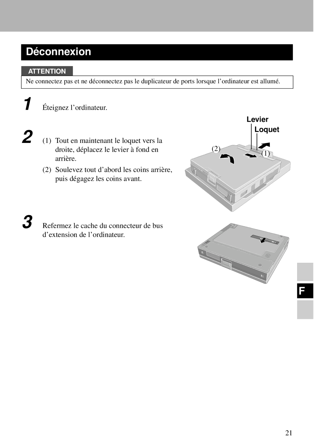 Panasonic CF-VEB343 specifications Dé connexion 