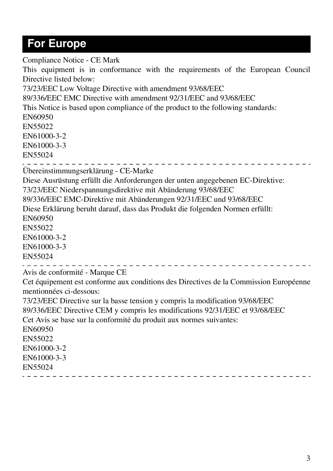 Panasonic CF-VEB343 specifications For Europe 