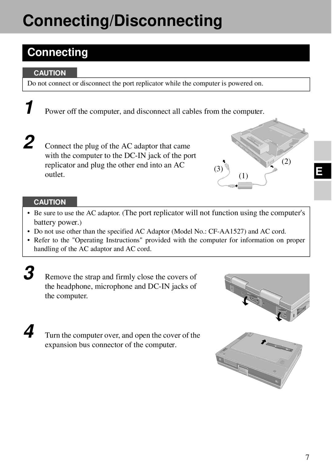 Panasonic CF-VEB343 specifications Connecting/Disconnecting 