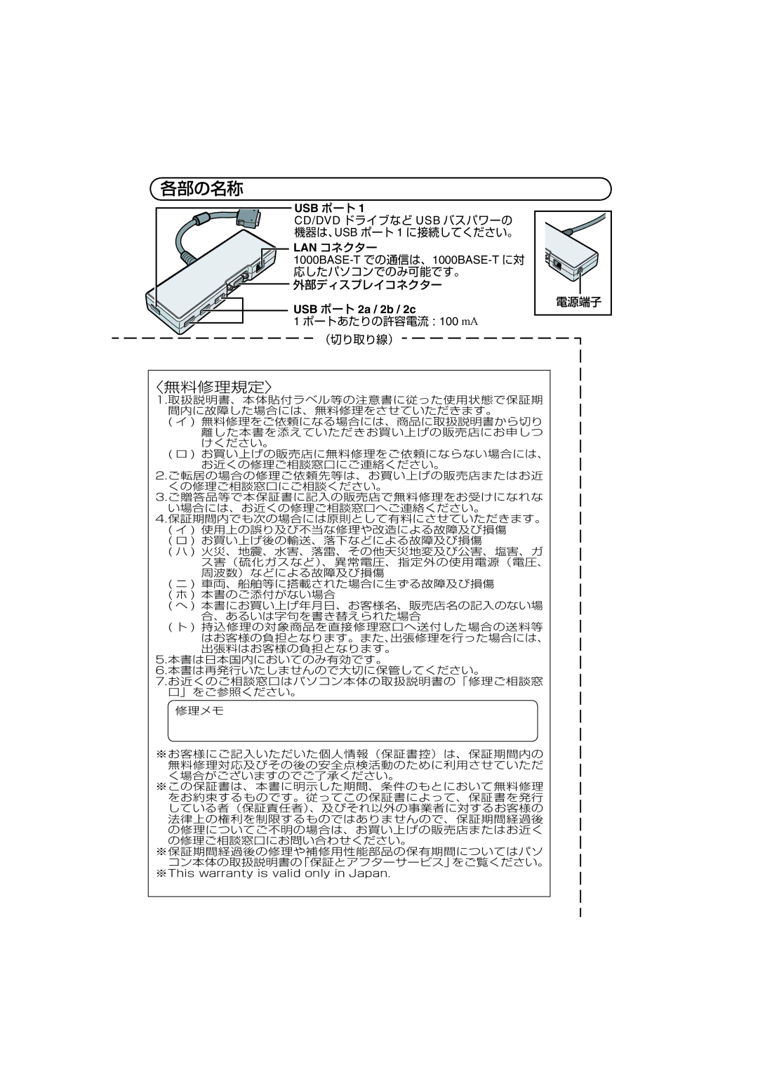 Panasonic CF-VEBU05BU manual 各部の名称, Usb ポート, USB ポート 2a / 2b / 2c 