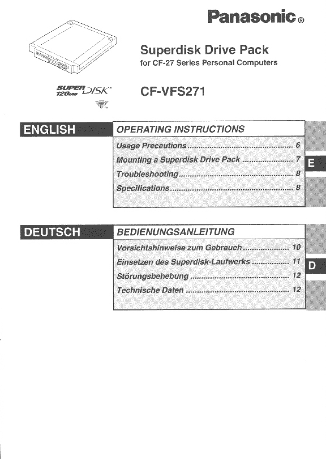 Panasonic CF-VFS271 manual 