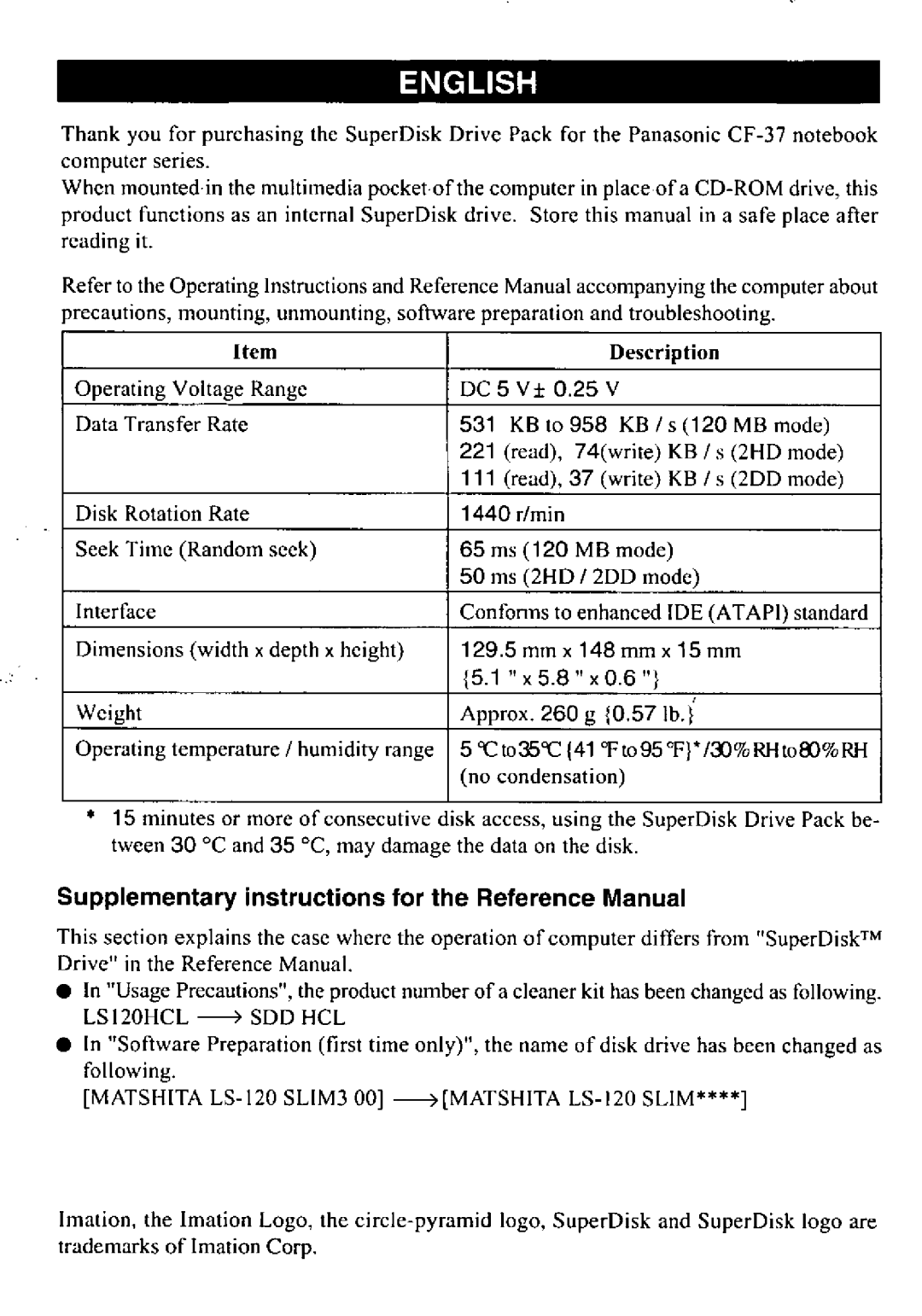 Panasonic CF-VFS372 manual 