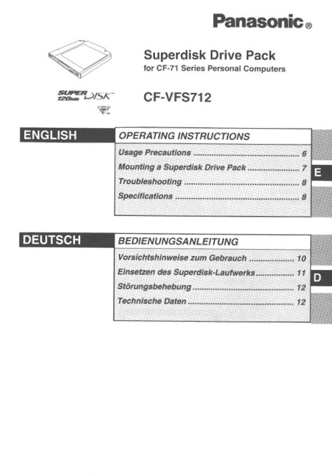 Panasonic CF-VFS712 manual 