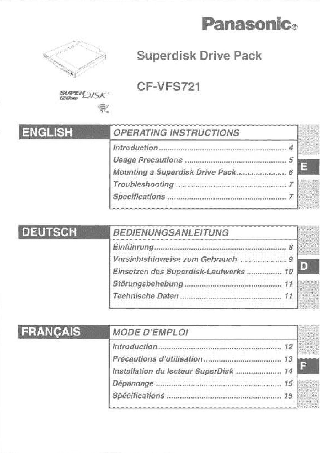 Panasonic CF-VFS721 manual 