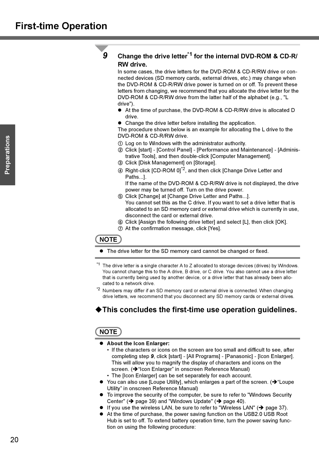 Panasonic CF-W4 Series manual ‹This concludes the first-time use operation guidelines, About the Icon Enlarger 