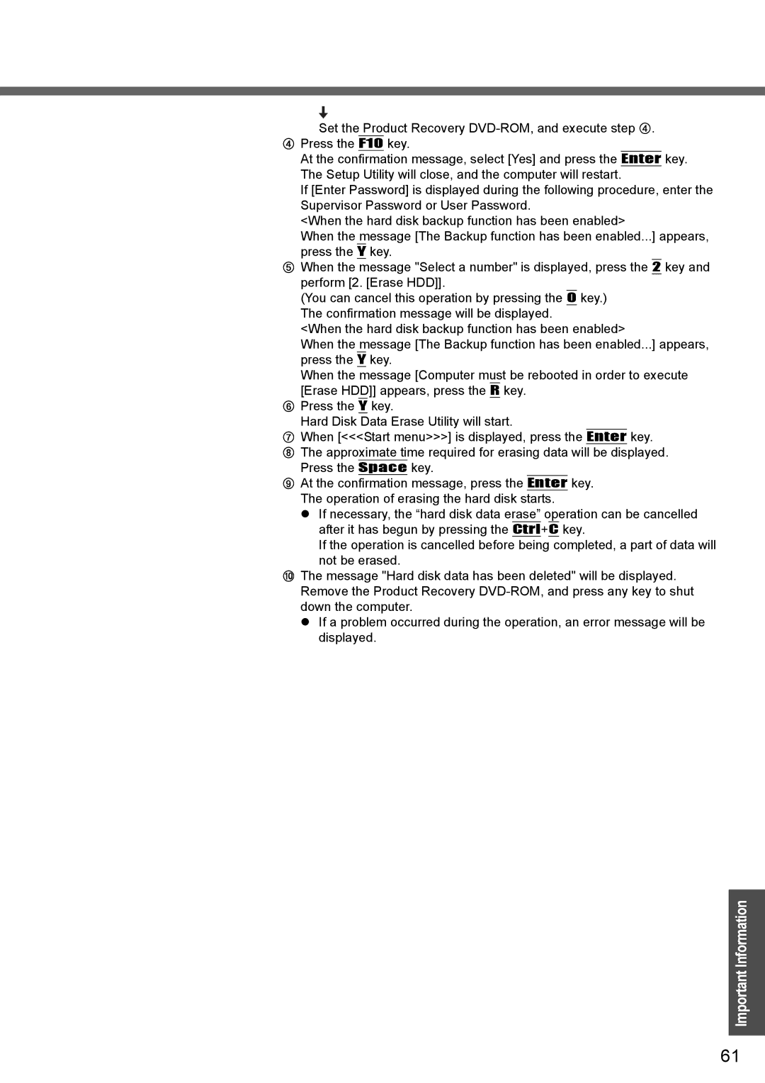 Panasonic CF-W4 Series manual Important Information 