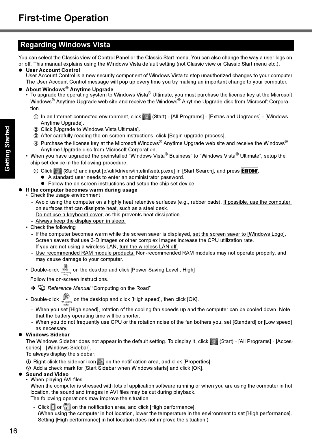 Panasonic CF-Y7 series appendix Regarding Windows Vista 