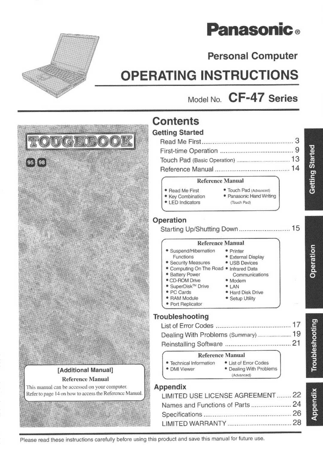 Panasonic CF47 manual 