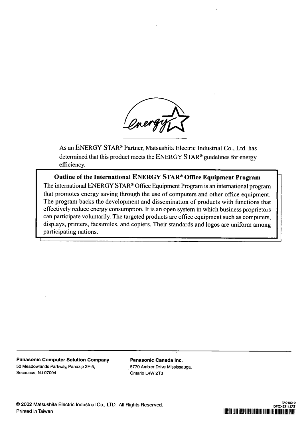 Panasonic CF48 manual 