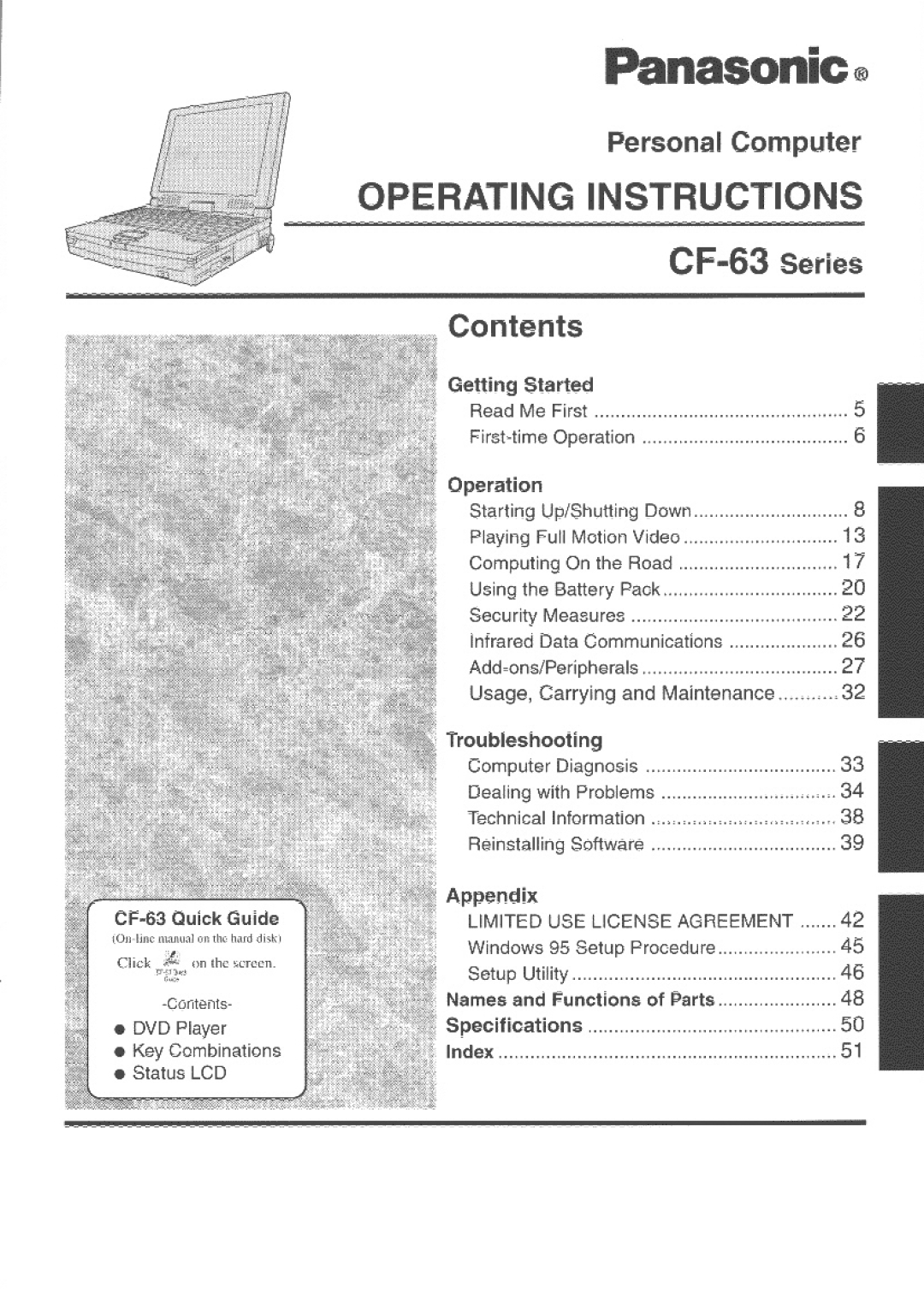 Panasonic CF63 manual 