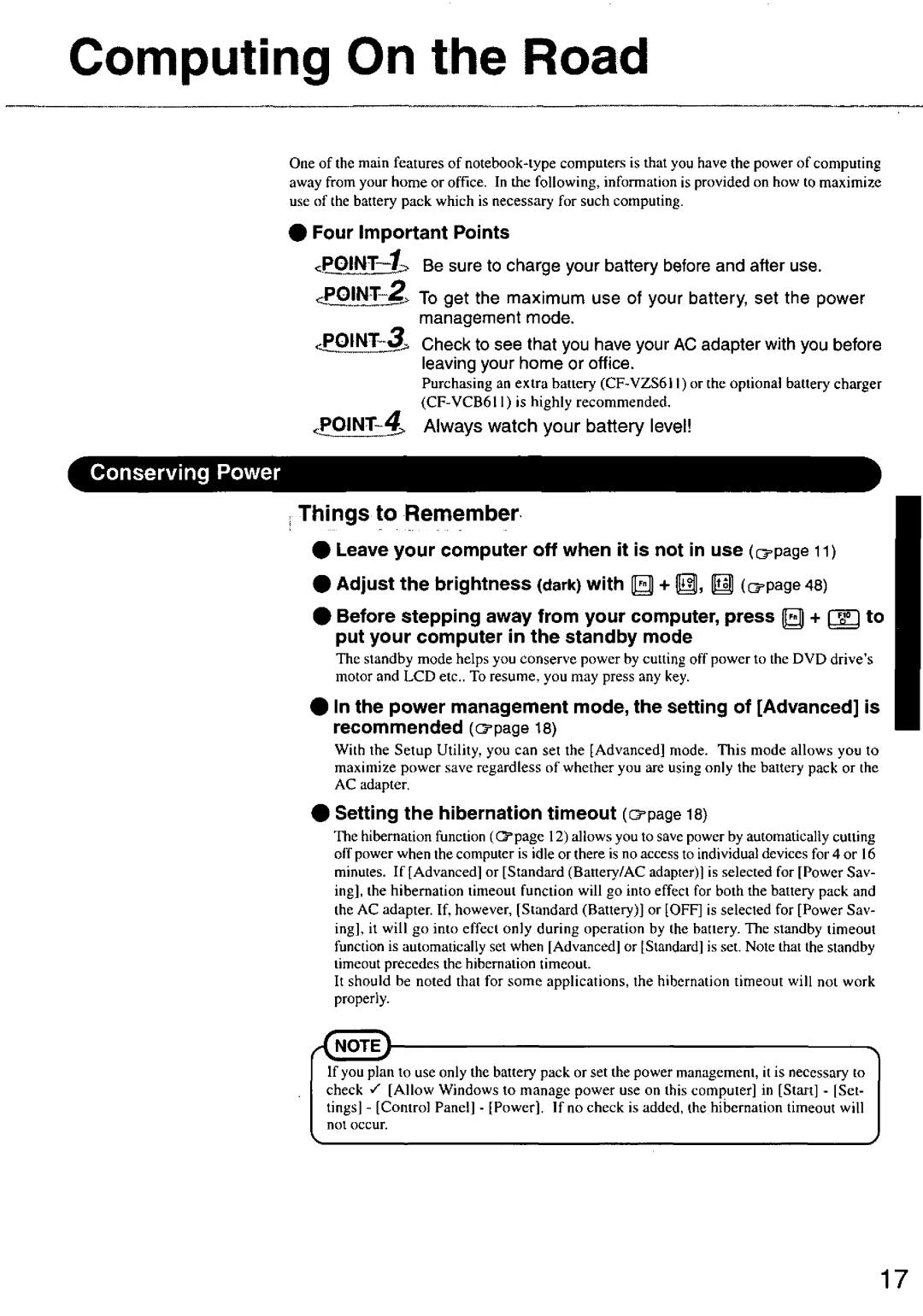 Panasonic CF63 manual 