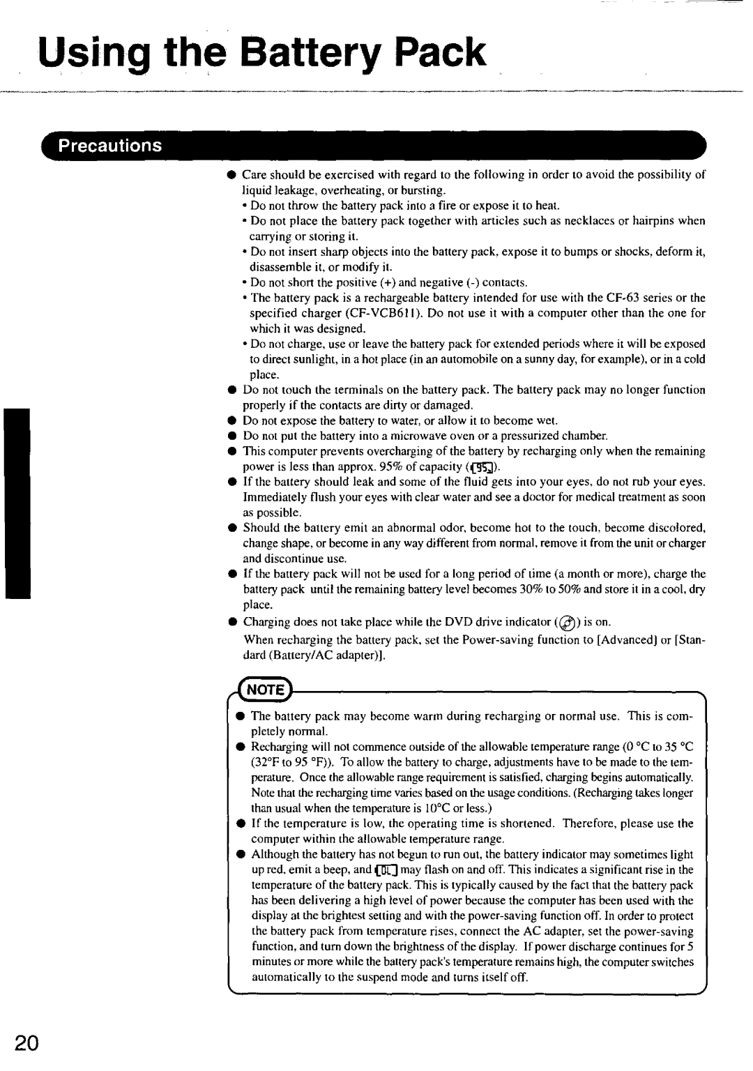 Panasonic CF63 manual 