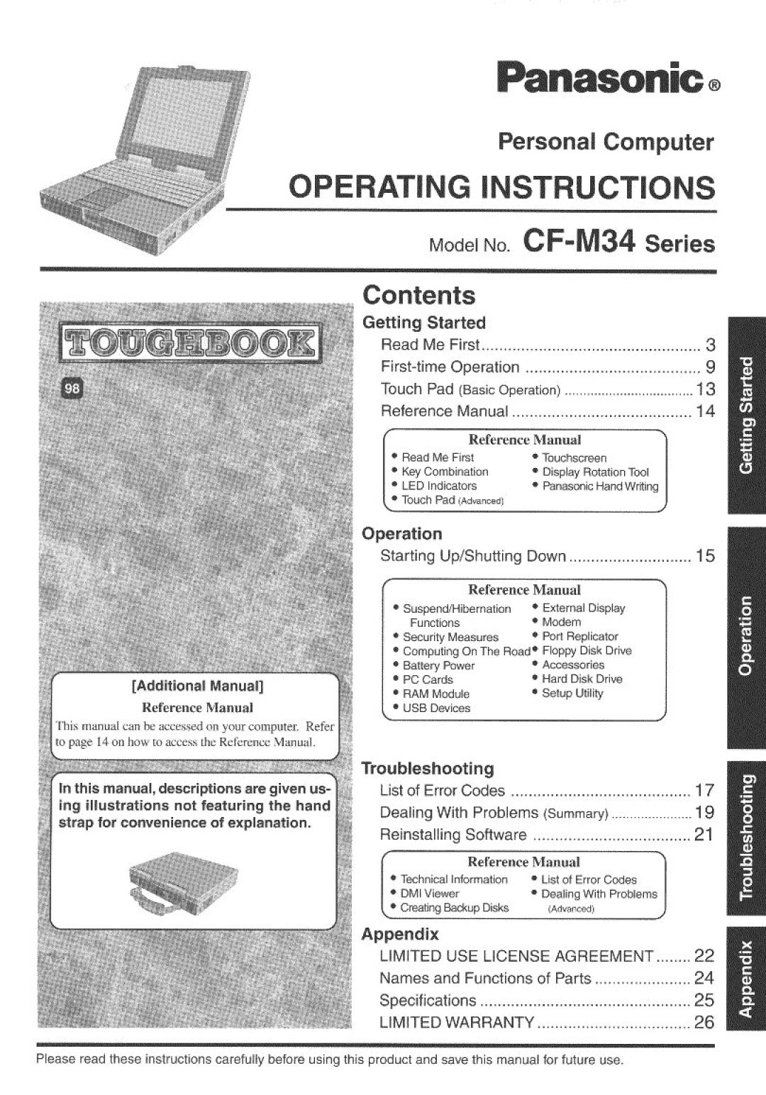 Panasonic CFM34 manual 