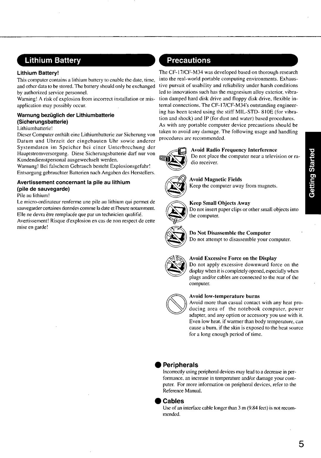 Panasonic CFM34 manual 