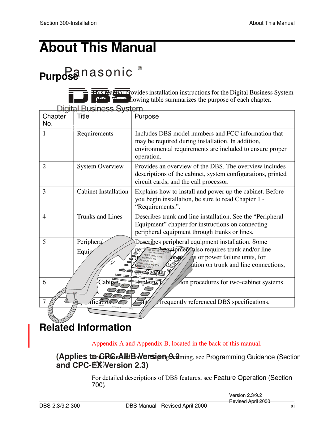 Panasonic CPC-EX manual About This Manual, Related Information, Chapter Title Purpose 