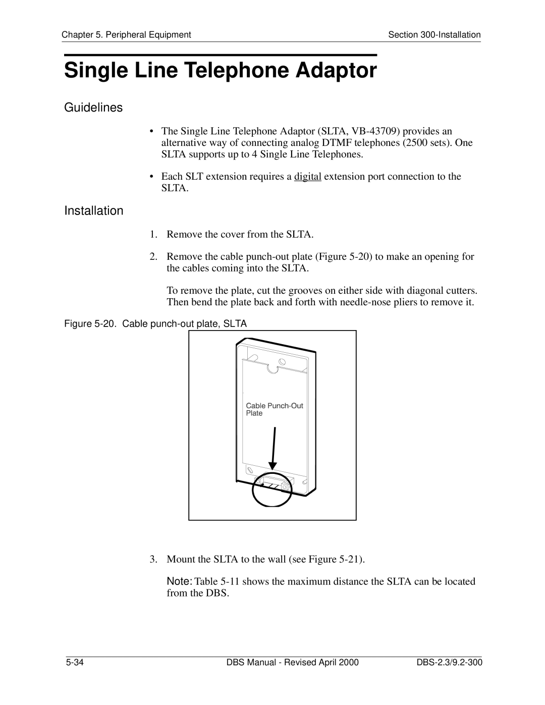 Panasonic CPC-EX manual Single Line Telephone Adaptor, Mount the Slta to the wall see Figure 