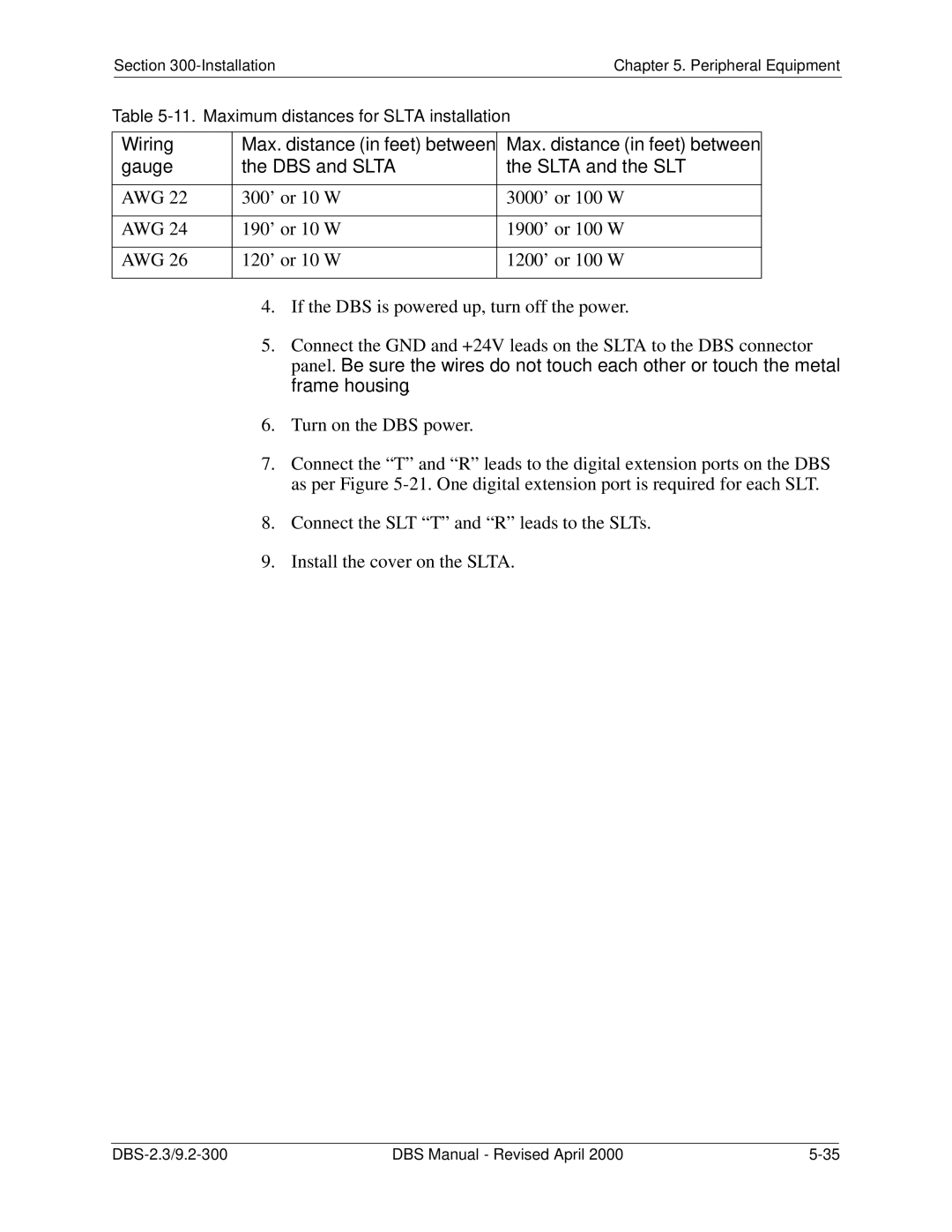 Panasonic CPC-EX manual Maximum distances for Slta installation 