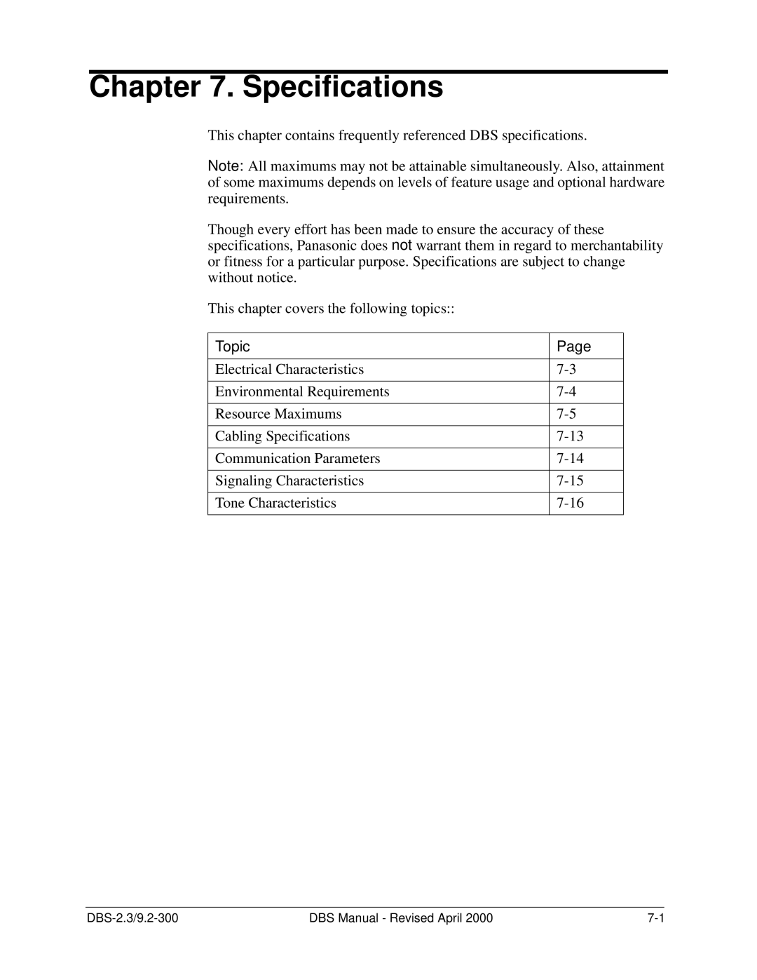 Panasonic CPC-EX manual Specifications, Topic 