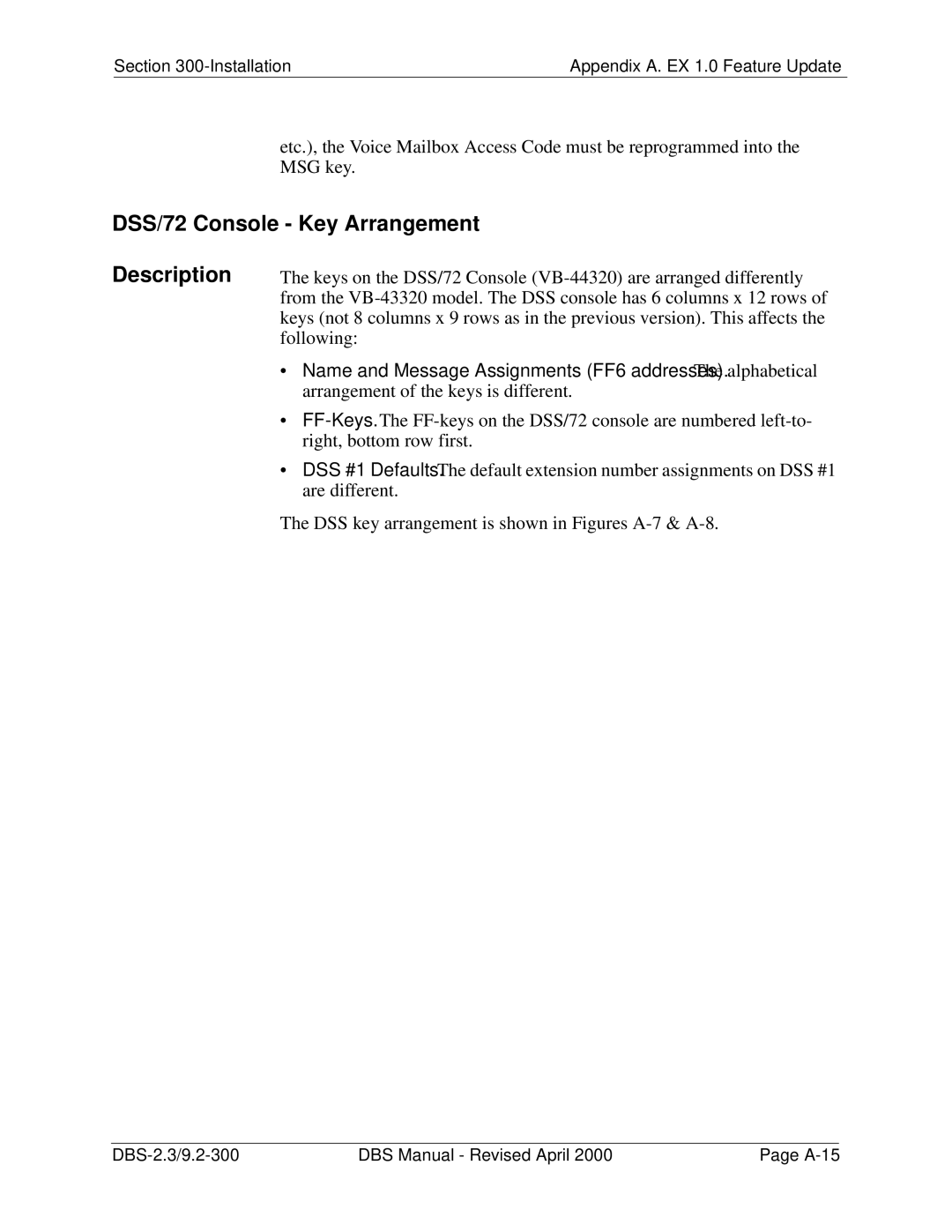 Panasonic CPC-EX manual DSS/72 Console Key Arrangement 