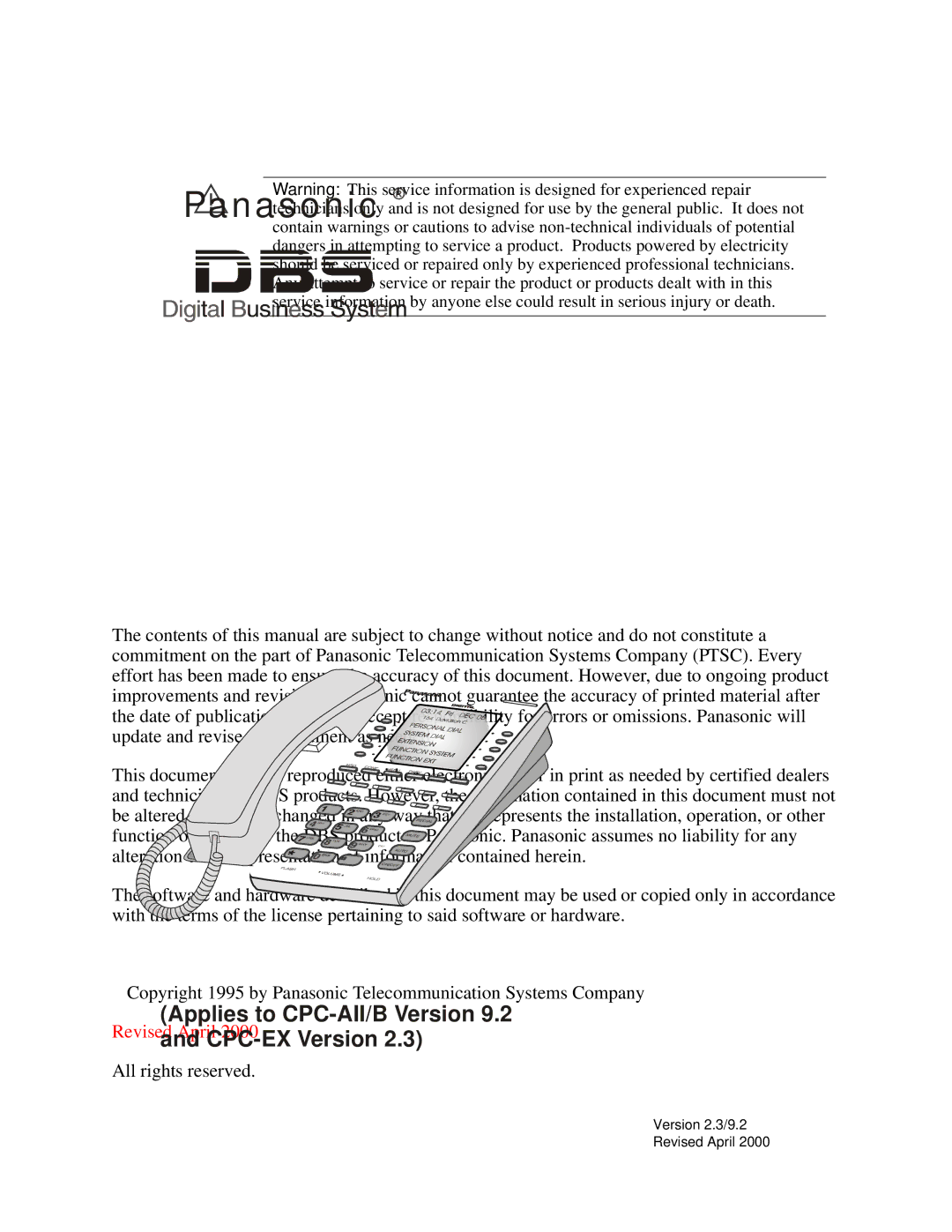 Panasonic CPC-EX manual 