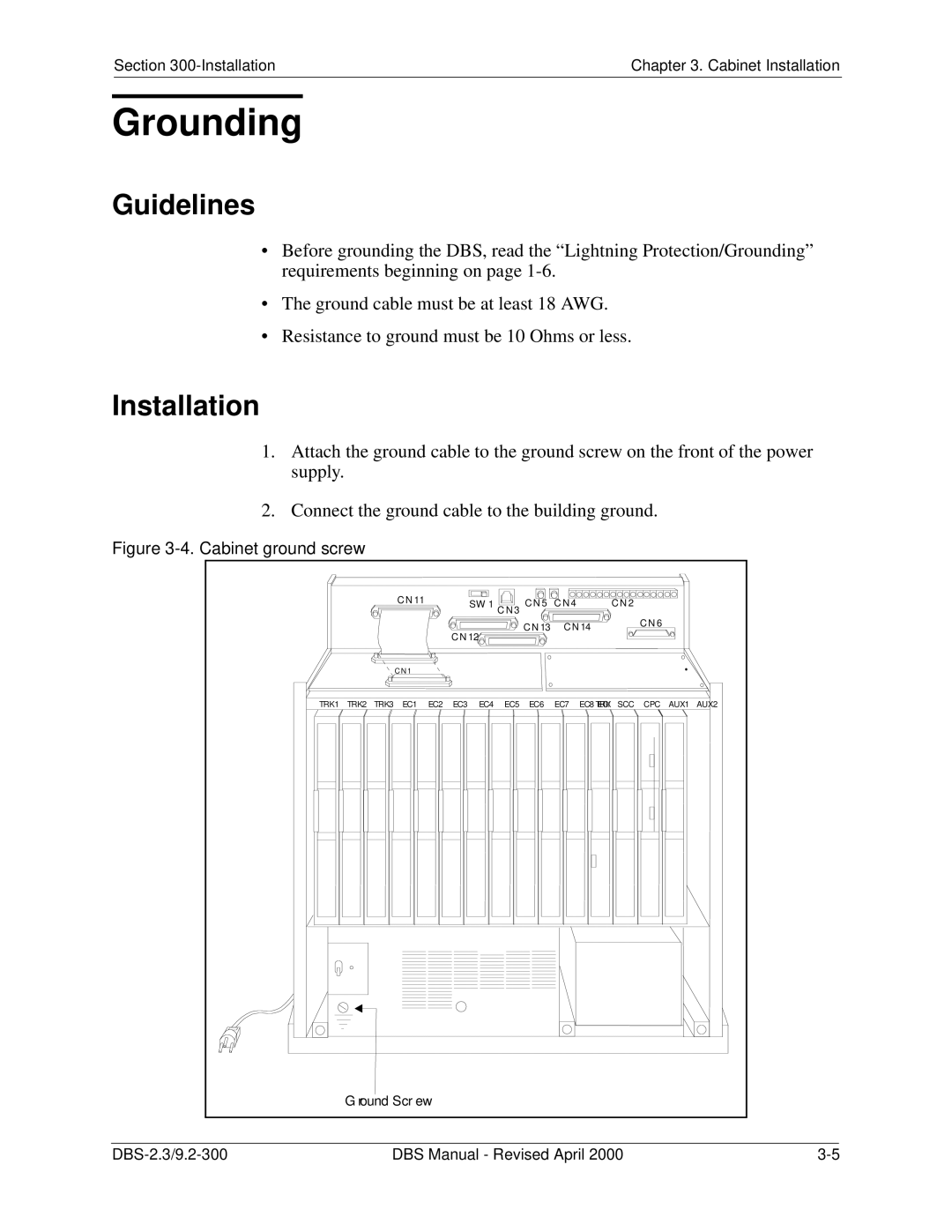 Panasonic CPC-EX manual Grounding, Cabinet ground screw 