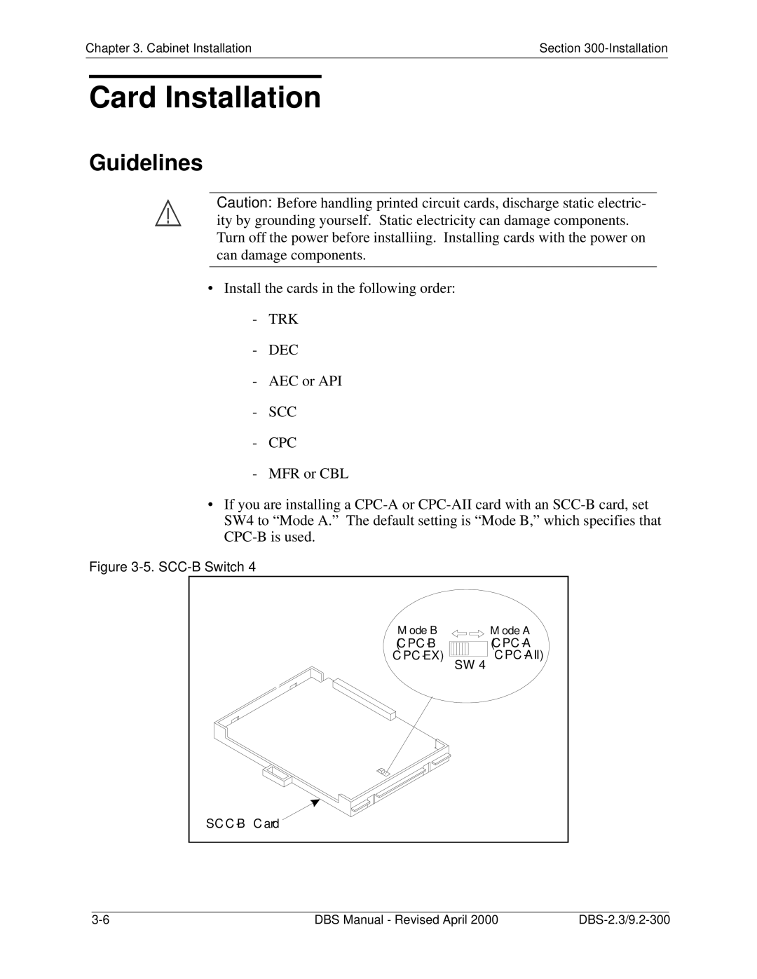 Panasonic CPC-EX manual Card Installation, Trk Dec, Scc Cpc 