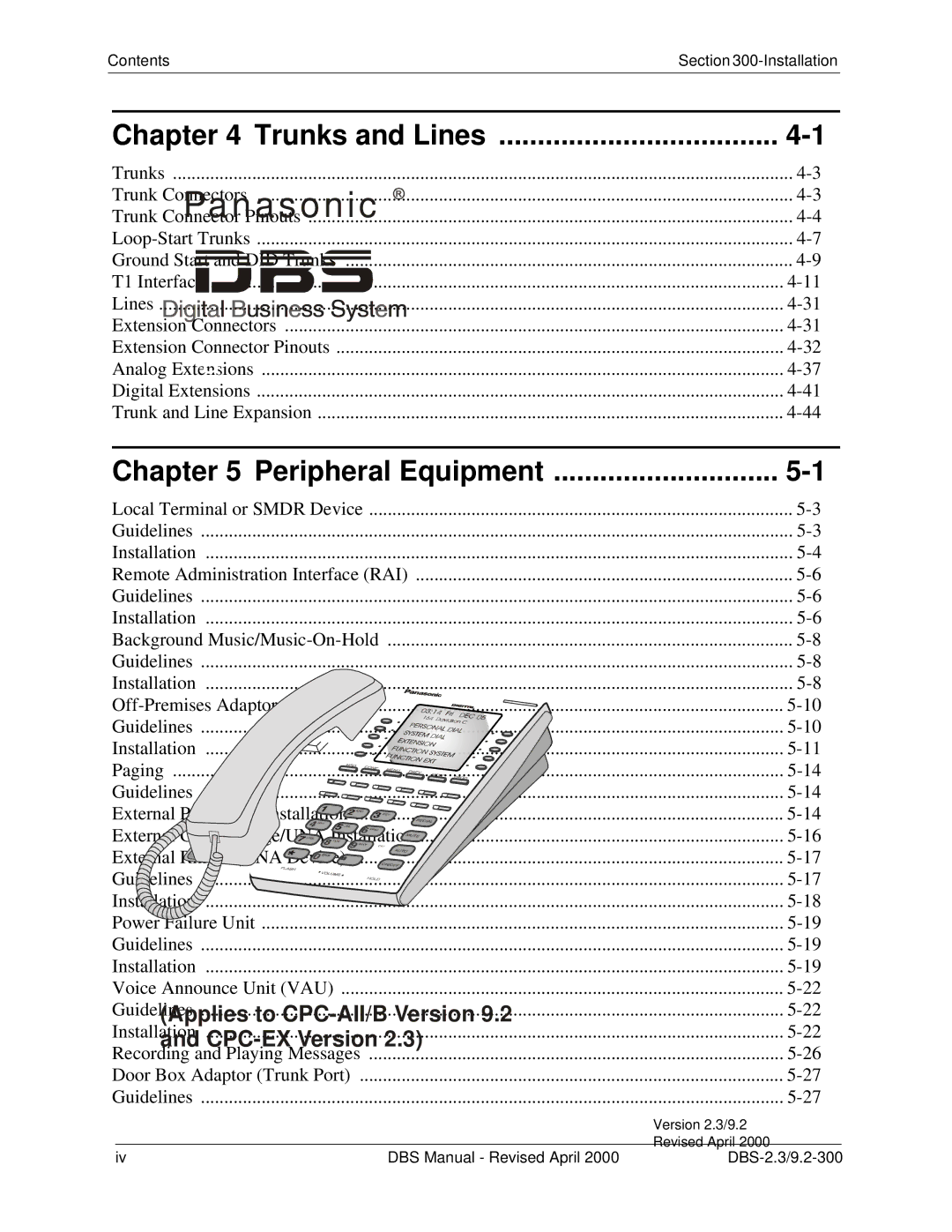 Panasonic CPC-EX manual Trunks and Lines, Peripheral Equipment 