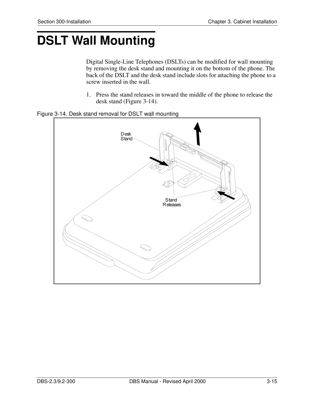 Panasonic CPC-EX manual Dslt Wall Mounting, Desk stand removal for Dslt wall mounting 