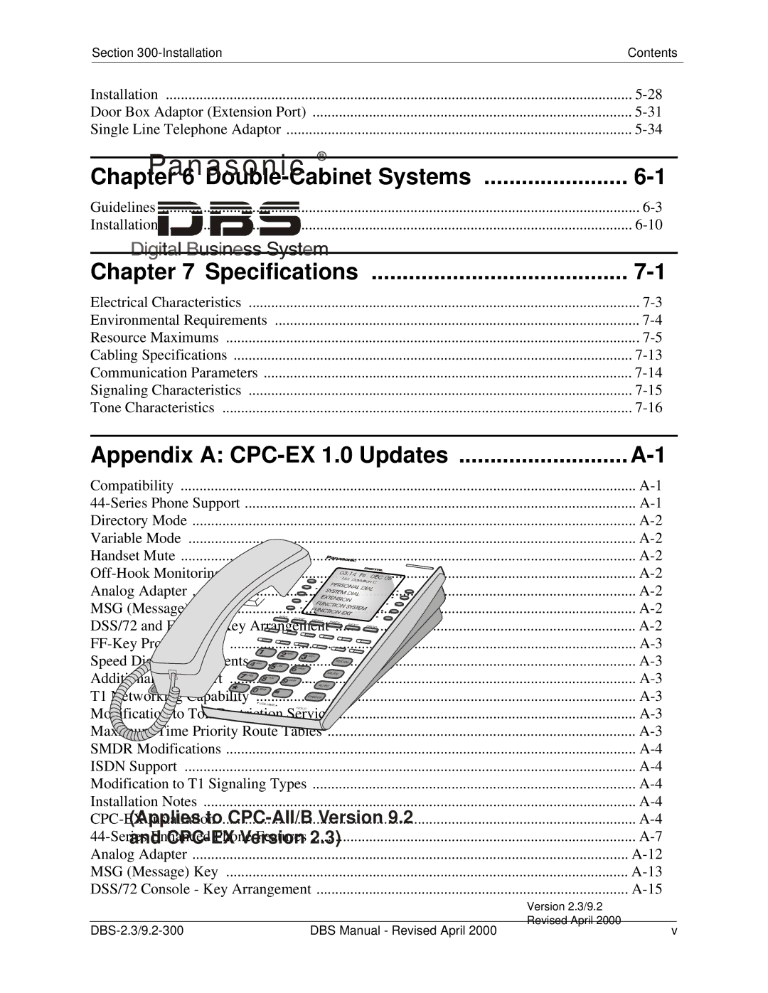 Panasonic CPC-EX manual Double-Cabinet Systems, Specifications 