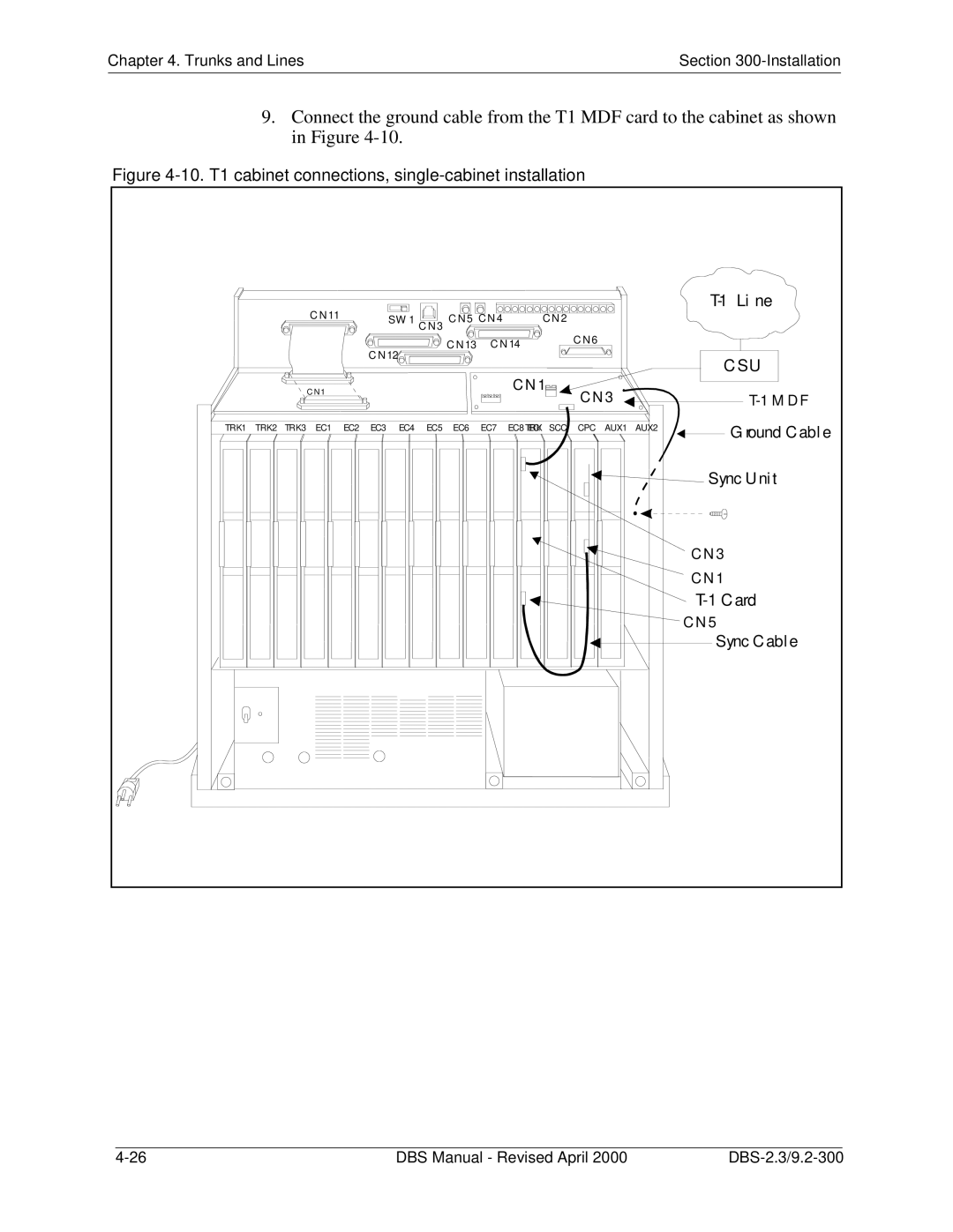 Panasonic CPC-EX manual 10. T1 cabinet connections, single-cabinet installation 