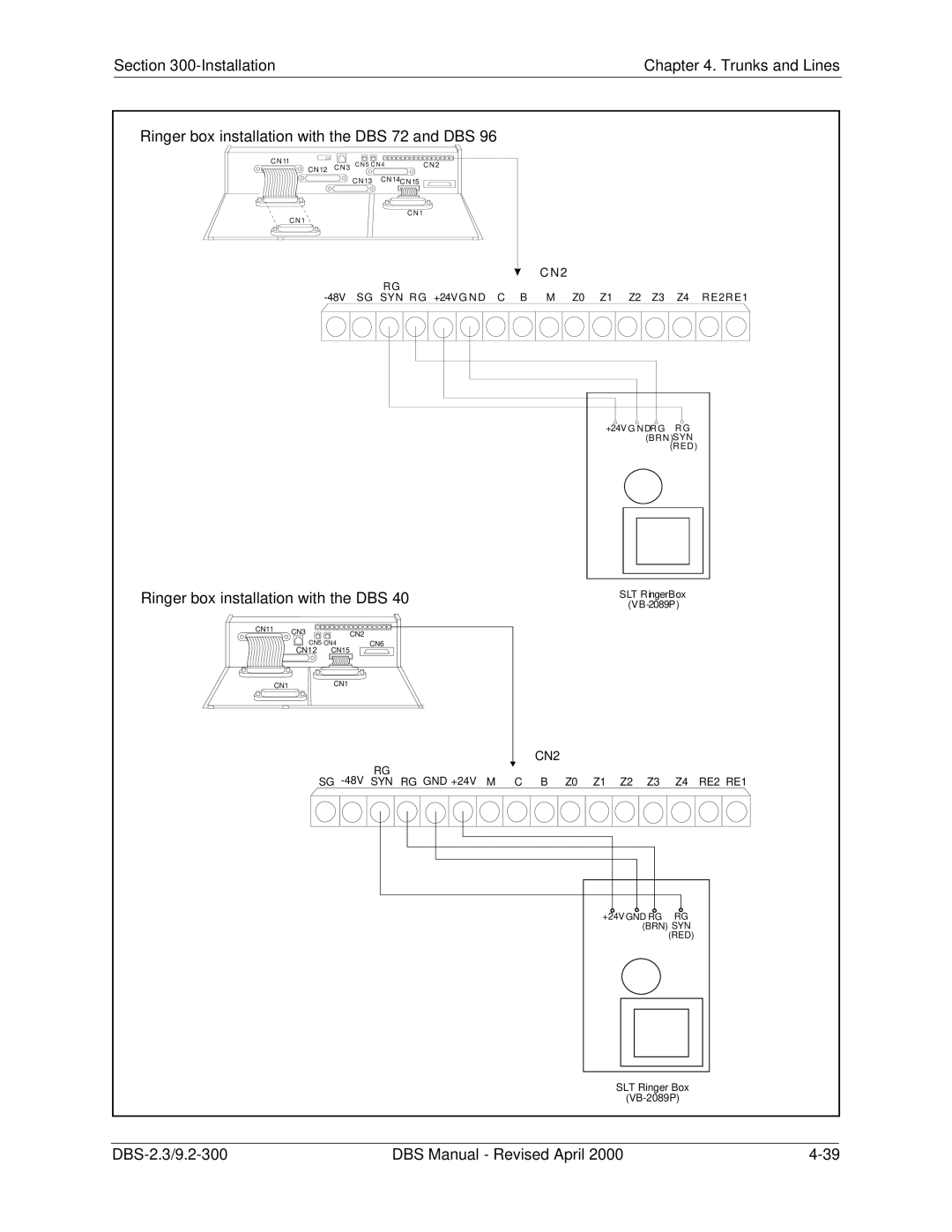 Panasonic CPC-EX manual Ringer box installation with the DBS 72 and DBS 