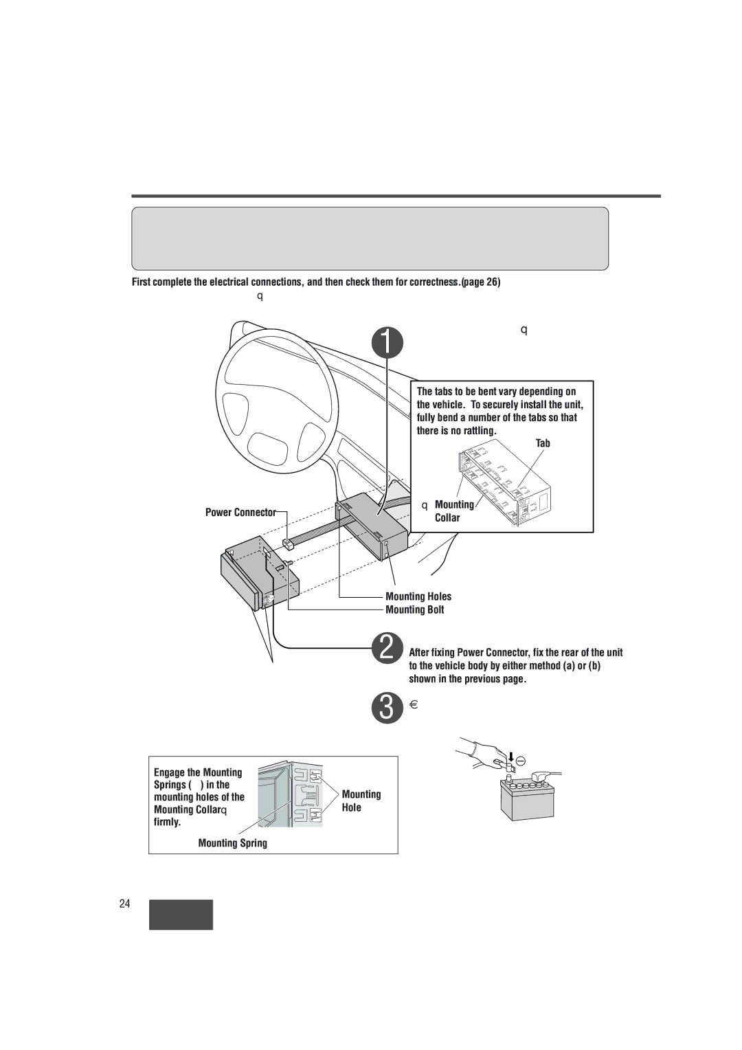 Panasonic CQ-4330U manual Installation, Mounting springs C, Example 