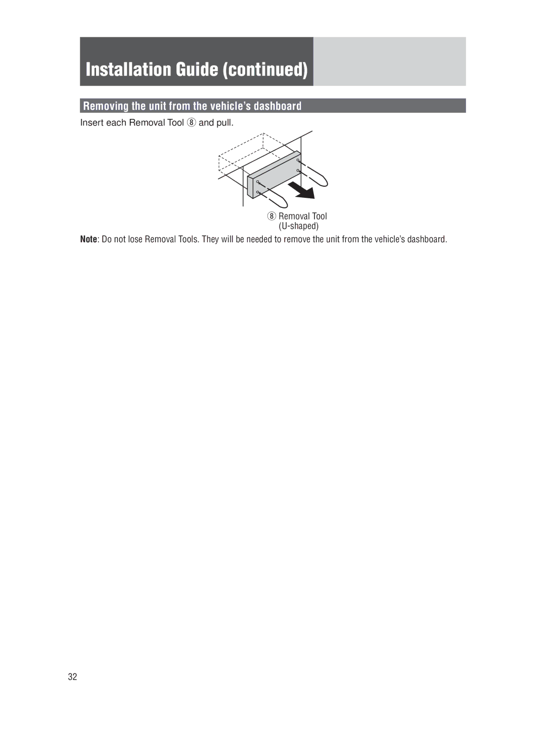 Panasonic CQ-5109U operating instructions Removing the unit from the vehicle’s dashboard 