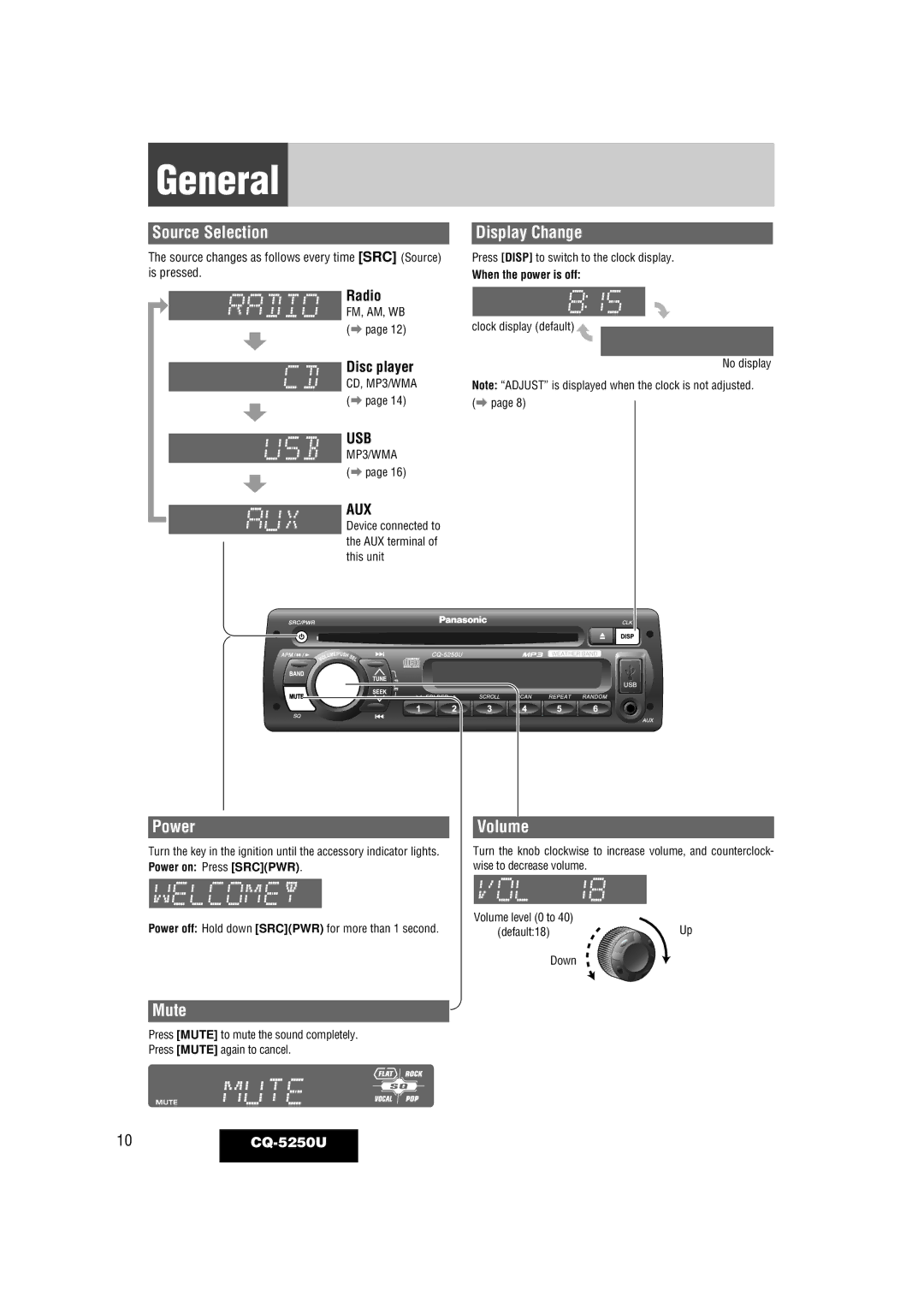 Panasonic CQ-5250U warranty General 