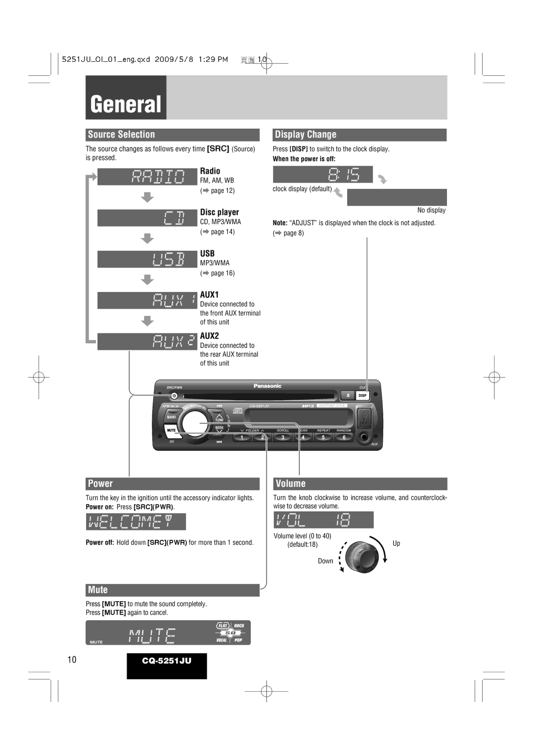 Panasonic CQ-5251JU warranty General 