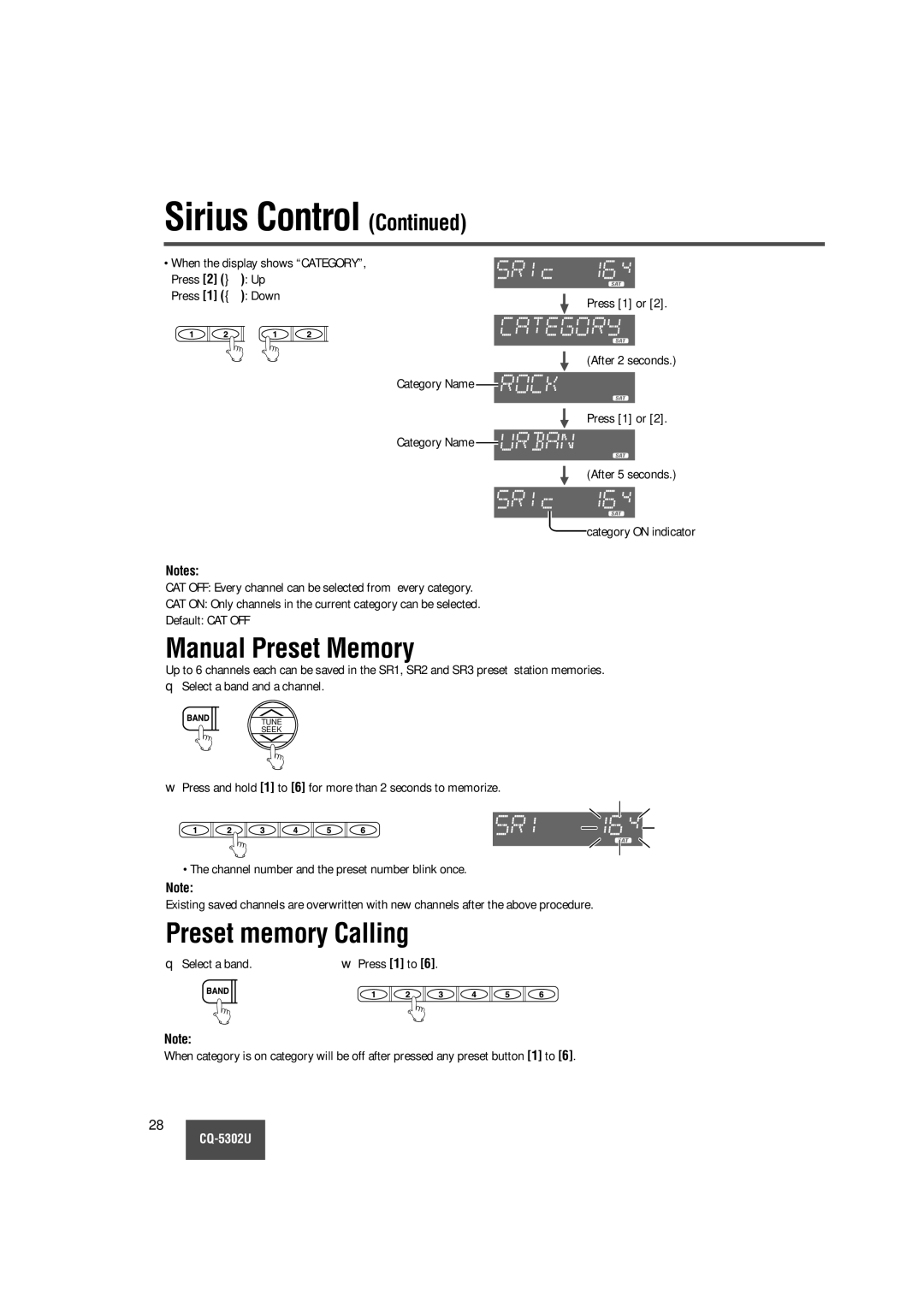 Panasonic CQ-5302U operating instructions Manual Preset Memory 