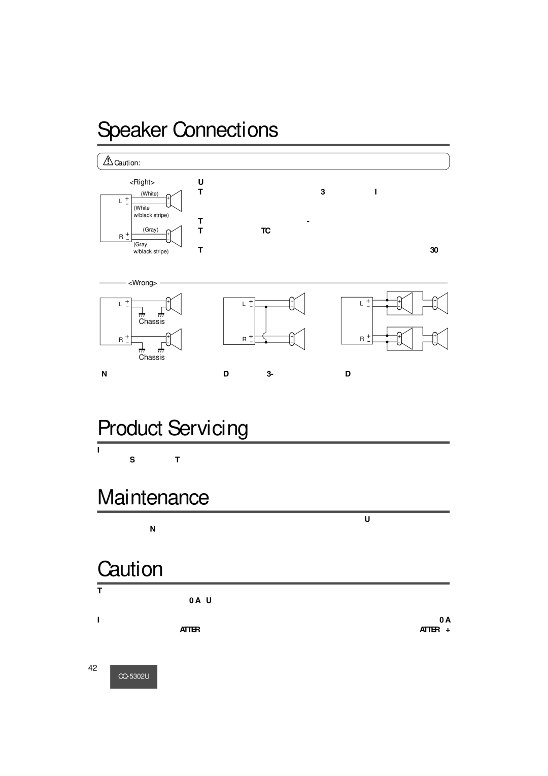 Panasonic CQ-5302U operating instructions Speaker Connections, Product Servicing, Chassis 