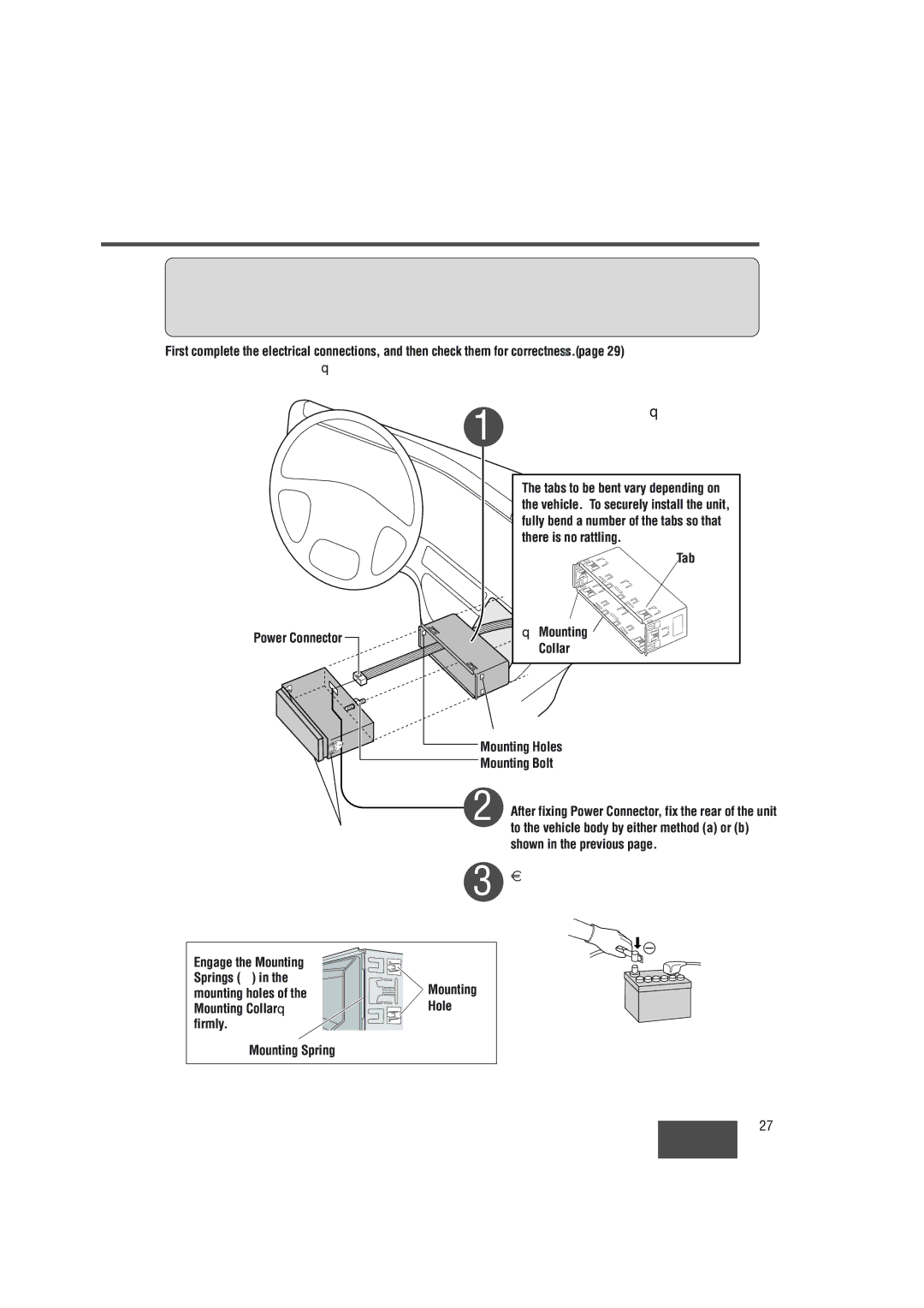 Panasonic CQ-5330U operating instructions Mounting springs C, ExampleTab 