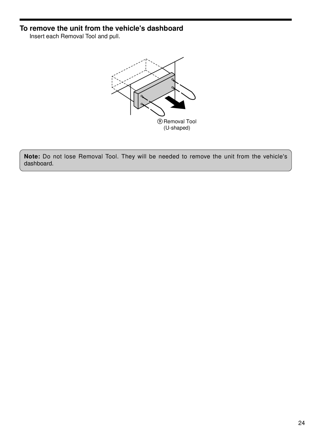 Panasonic 5300U, CQ-5500U manual To remove the unit from the vehicles dashboard 