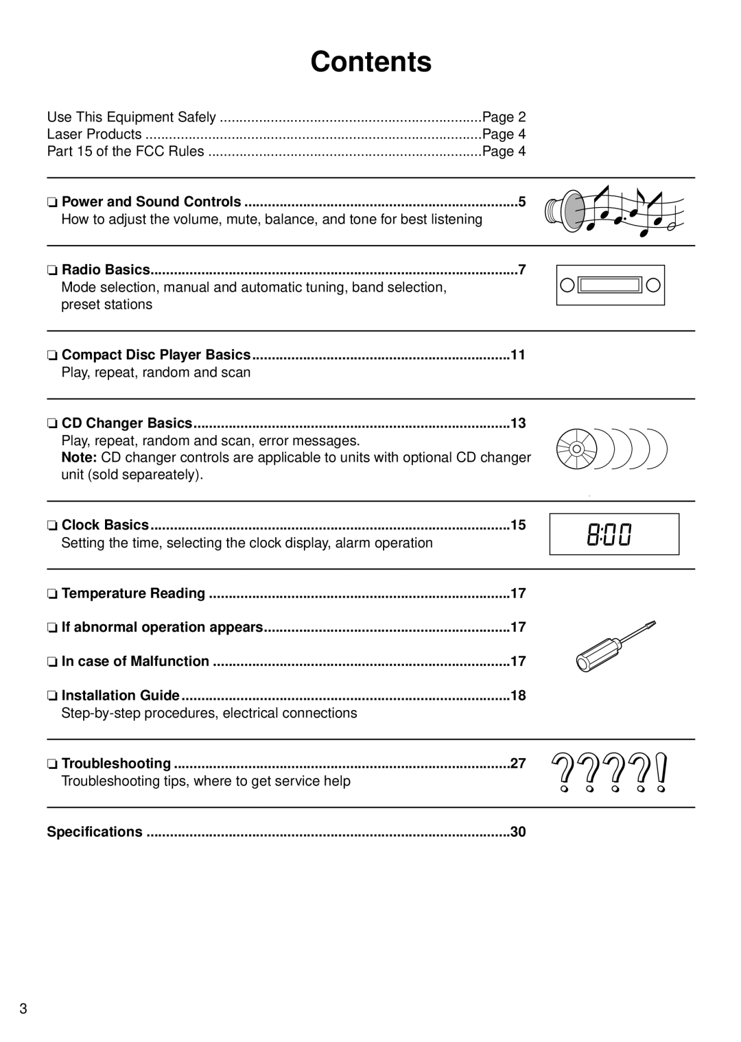 Panasonic CQ-5500U, 5300U manual Contents 