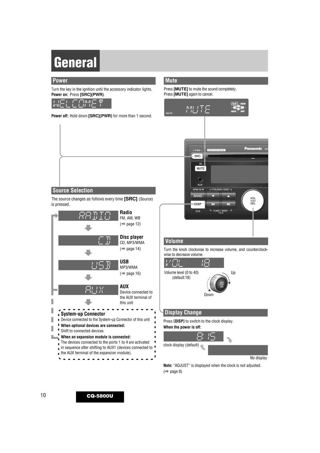 Panasonic CQ-5800U warranty General 