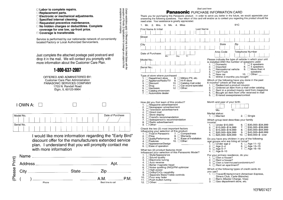 Panasonic CQ-C1301U operating instructions 