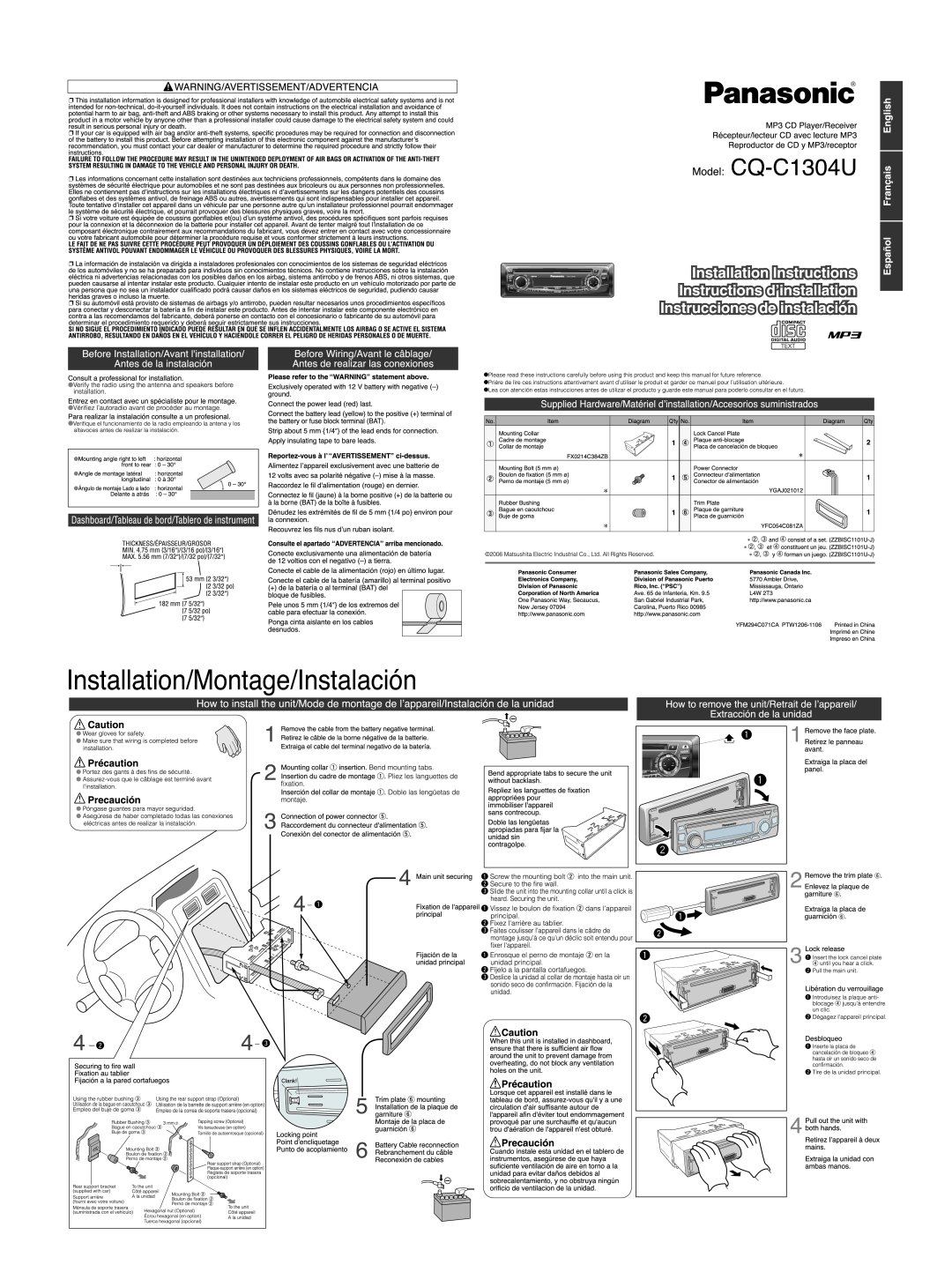 Panasonic CQ-C1304U specifications Repeat, Scroll, Random, Scan, Src/Pwr 