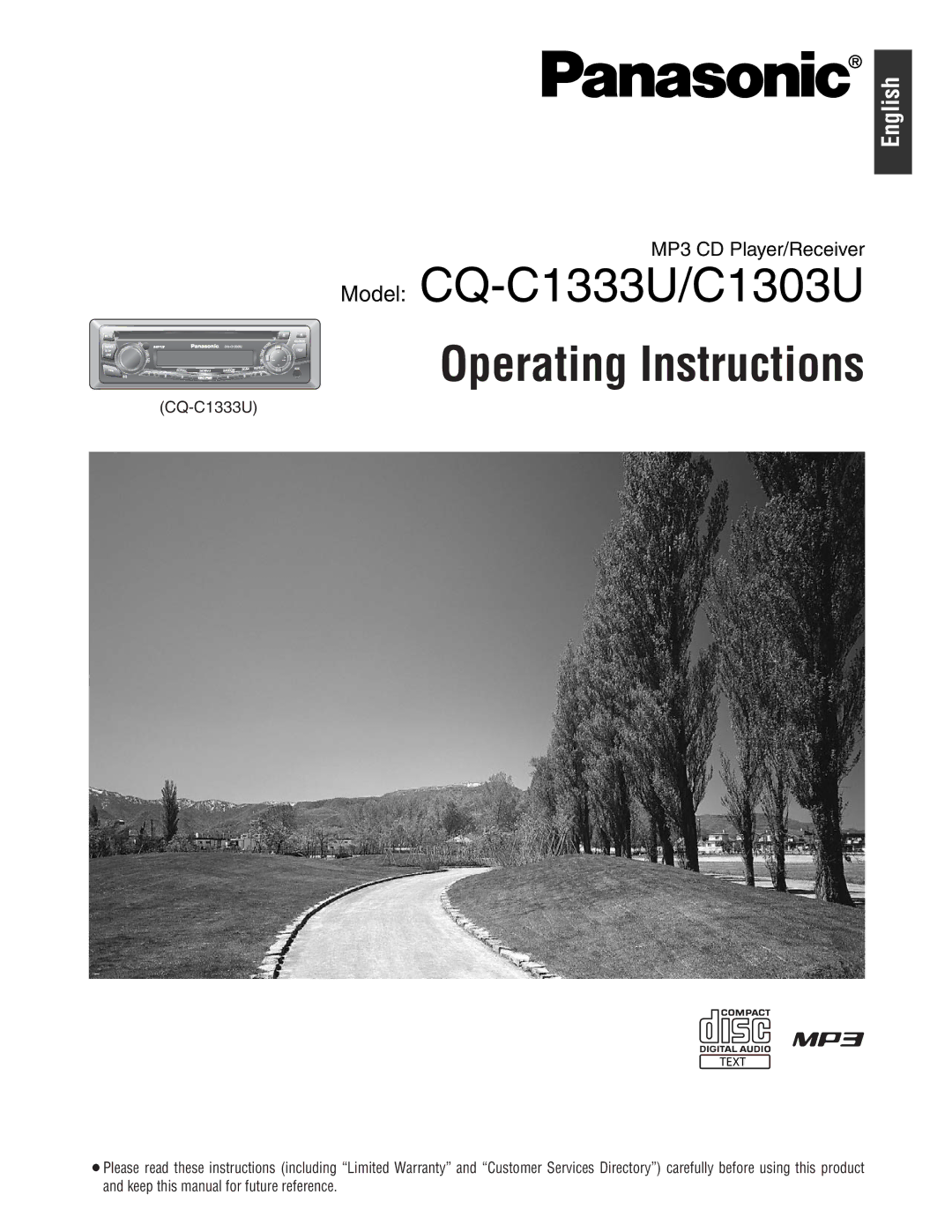 Panasonic C1303U, CQ-C1333U operating instructions Operating Instructions 