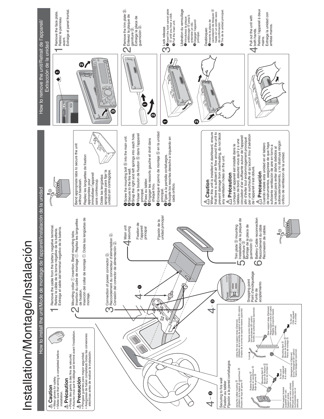 Panasonic CQ-C1335L, CQ-C1305L operating instructions Précaution, Precaución 