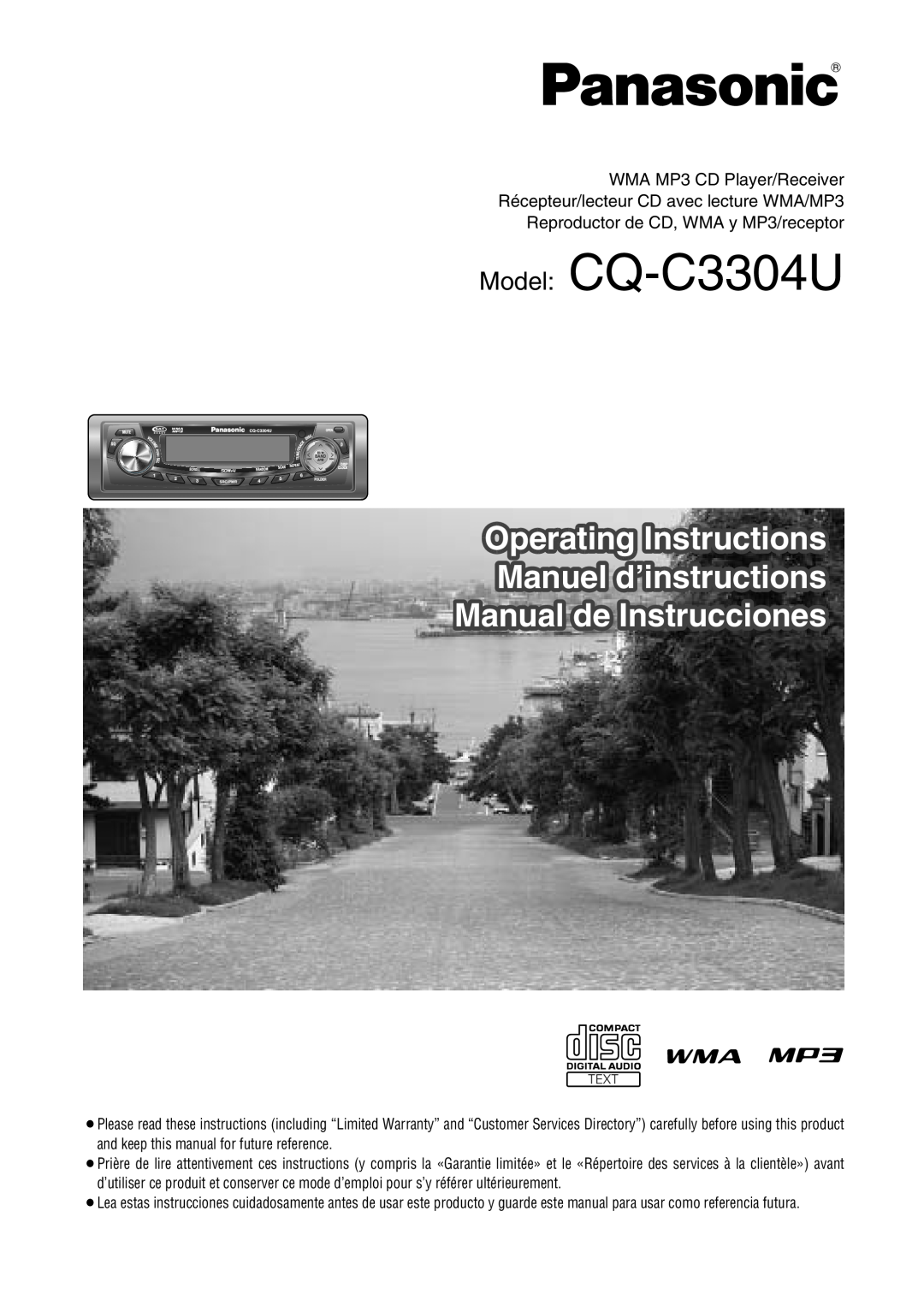 Panasonic warranty Operating Instructions Manuel d’instructions, Manual de Instrucciones, Model CQ-C3304U 